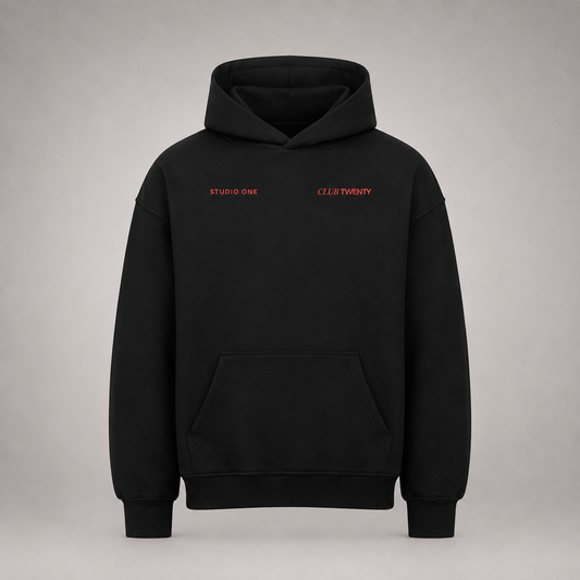 Oversized Hoodie - Red Label - Schwarz